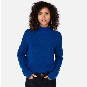 Express blue funnel neck pullover sweater